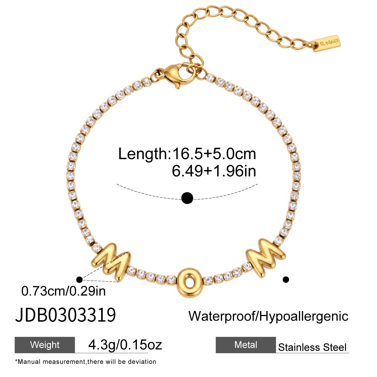 J&D  Zircon Bubble Letter MAMA Necklace for Mother's Day