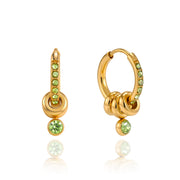 J&D l Green Rhinestone Hoop Earrings Multi-Ring
