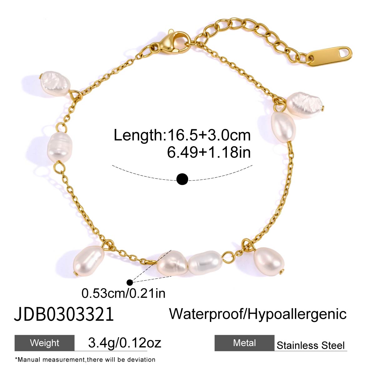 J&D  Freshwater Pearl Bracelet