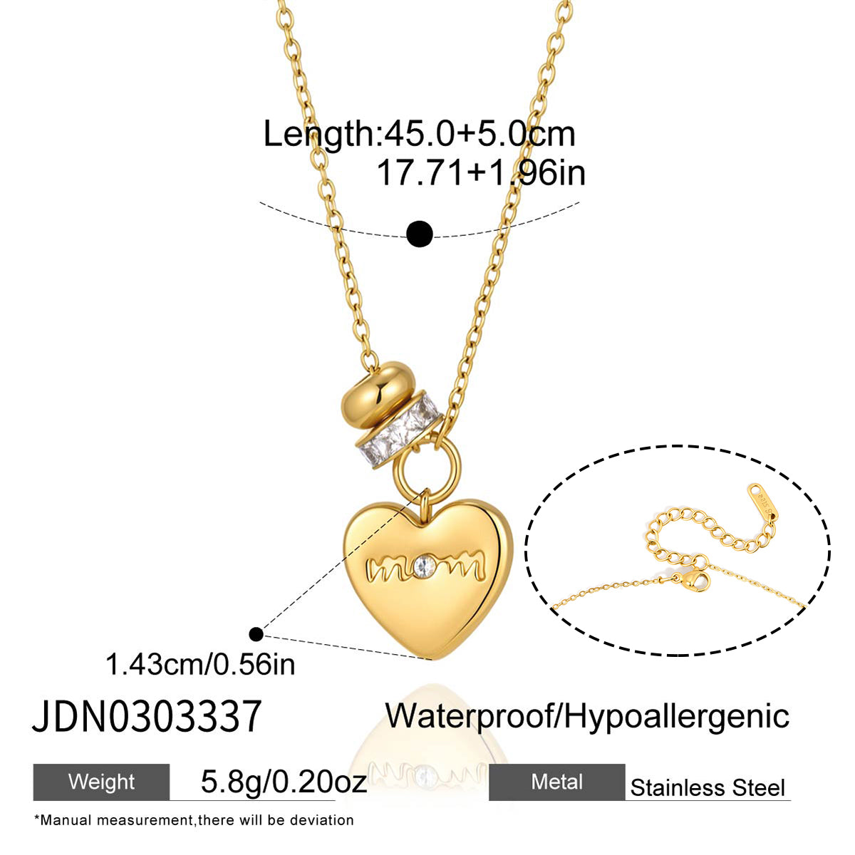 J&D   Mom Heart Pendant Necklace Mother's Day