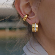 J&D  Elegant Rhinestone Leaf Earrings