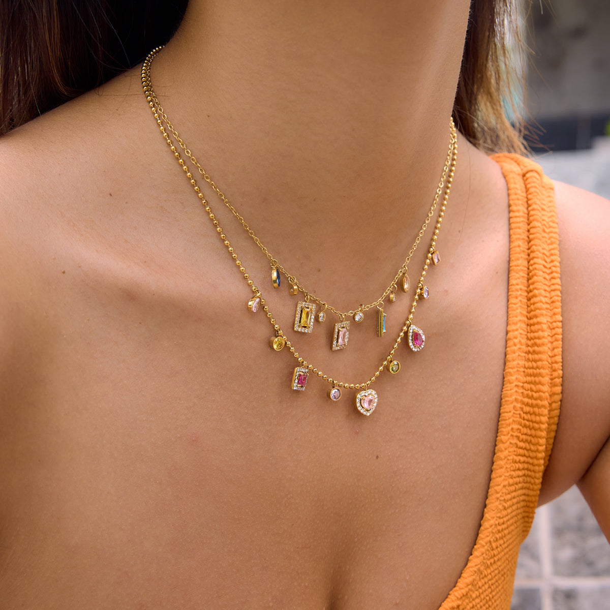 J&D  Station Charm Necklace for Women