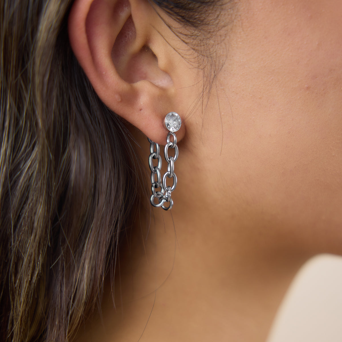 J&D  Thick Chain Tassel Earrings