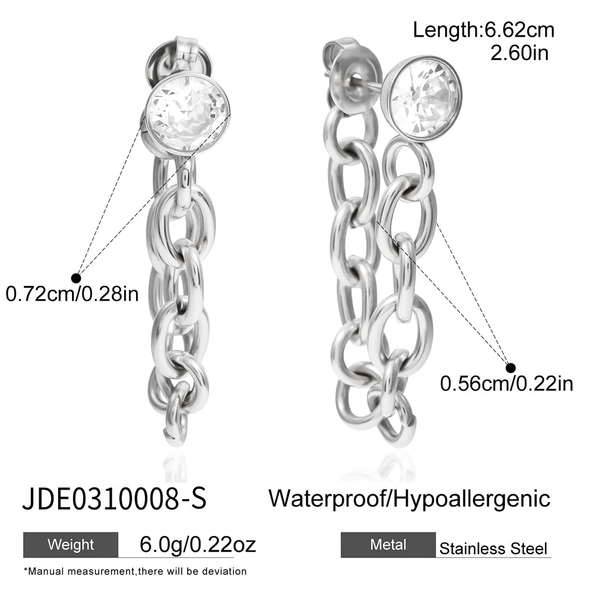 J&D  Thick Chain Tassel Earrings