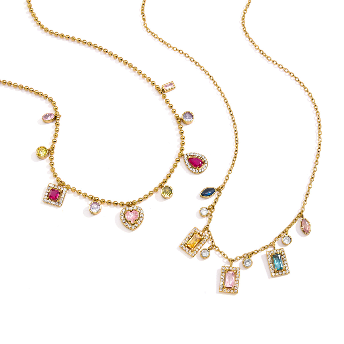 J&D  Station Charm Necklace for Women