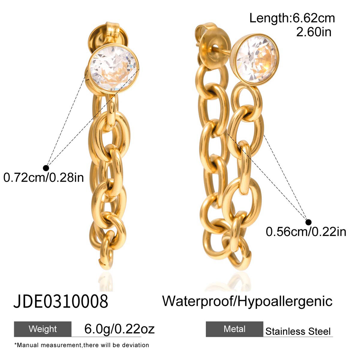 J&D  Thick Chain Tassel Earrings