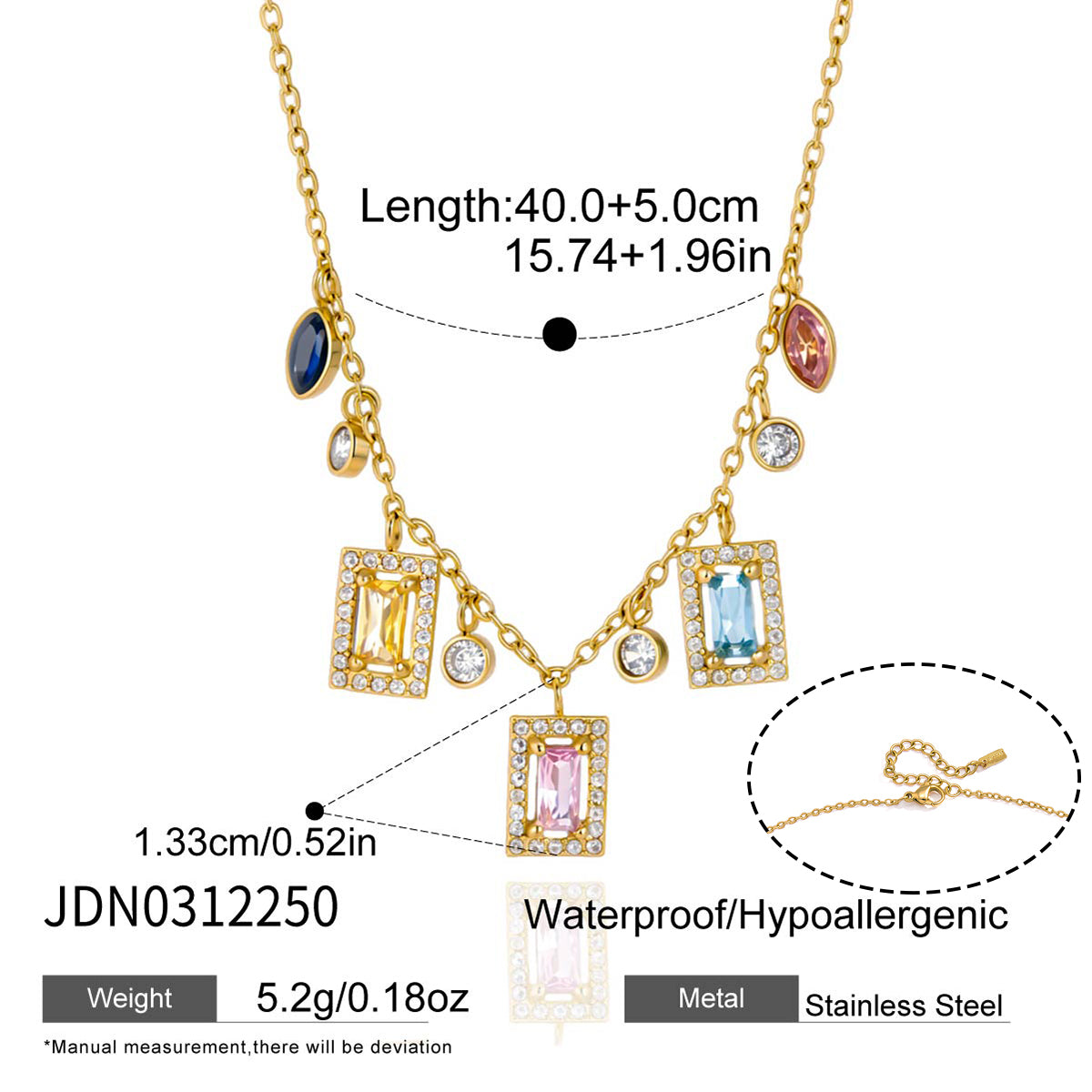 J&D  Station Charm Necklace for Women