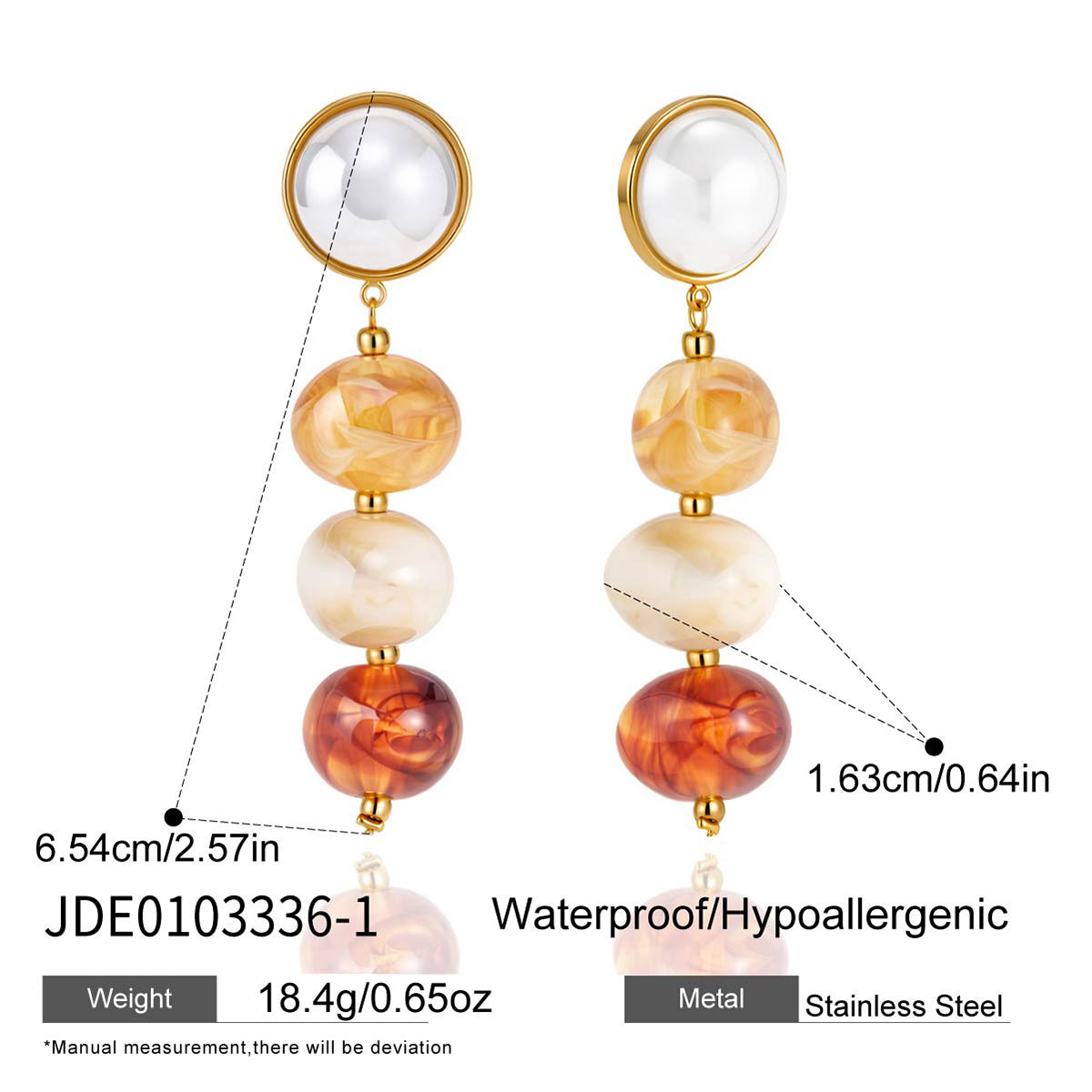 J&D  Brown Tortoise Resin Pearl Tassel
