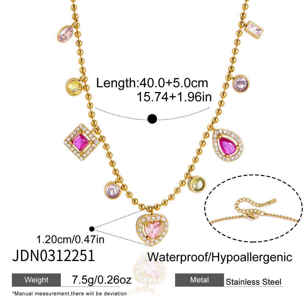 J&D  Station Charm Necklace for Women