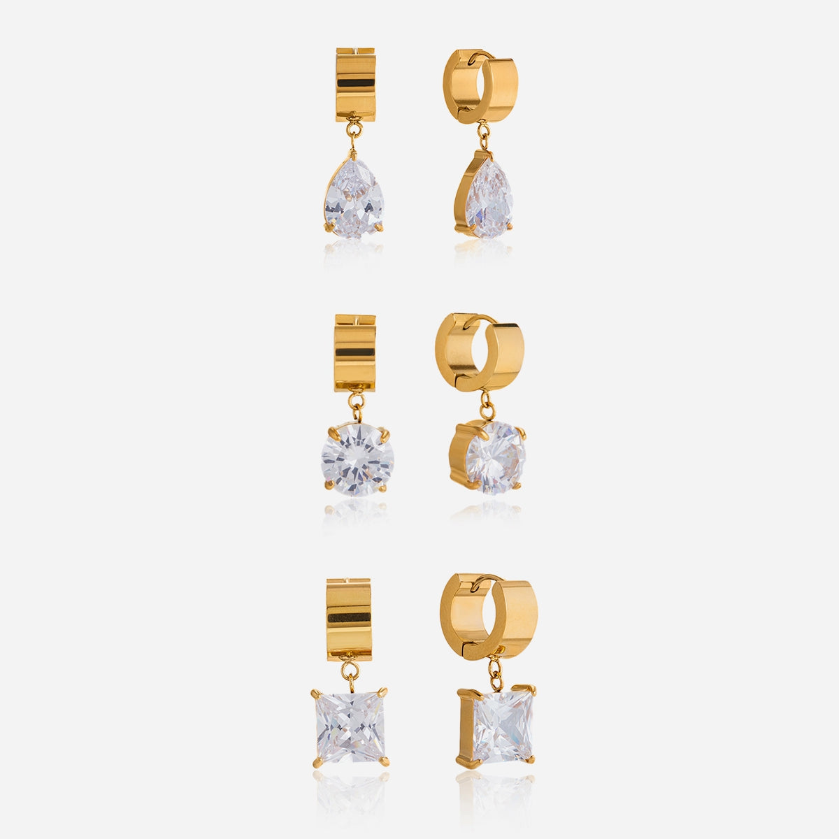 J&  18K Gold Plated Large Stone Dangle