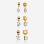 J&  18K Gold Plated Large Stone Dangle