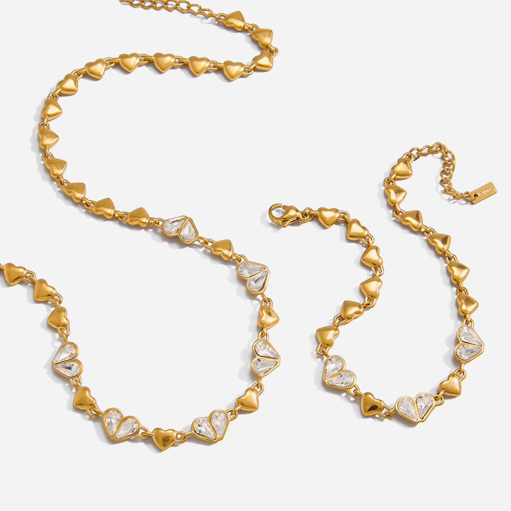 JD   Crystal Accents Love Symbol Link Chain Dainty Layering