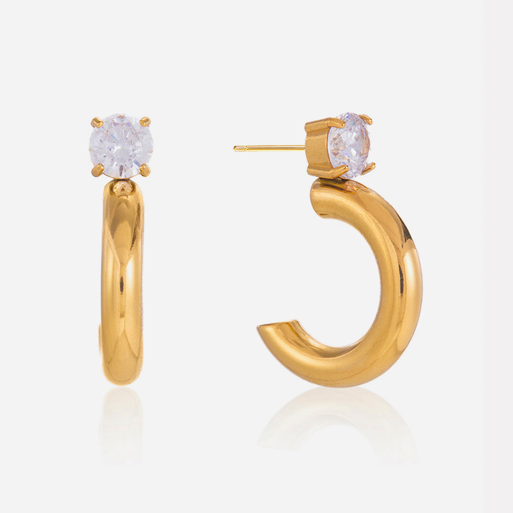 J&D  18K Gold Plated Large Cubic Zirconia Classic