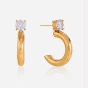 J&D  18K Gold Plated Large Cubic Zirconia Classic
