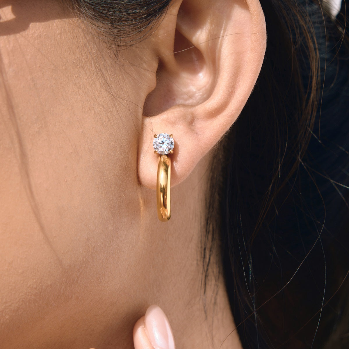 J&D  18K Gold Plated Large Cubic Zirconia Classic