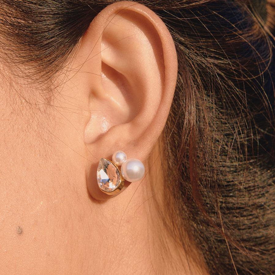 J&D Elegant Rhinestone Glass Pearl