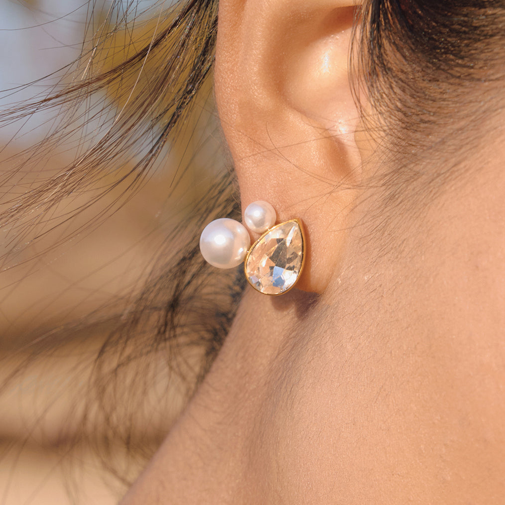 J&D Elegant Rhinestone Glass Pearl