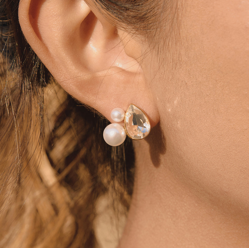 J&D Elegant Rhinestone Glass Pearl