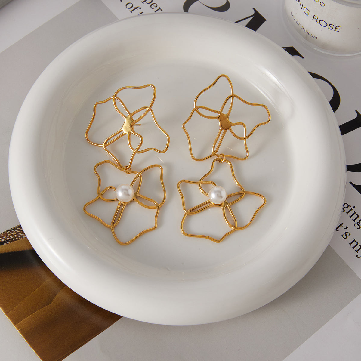 J&D  Plated with Glass Pearl Accents Elegant