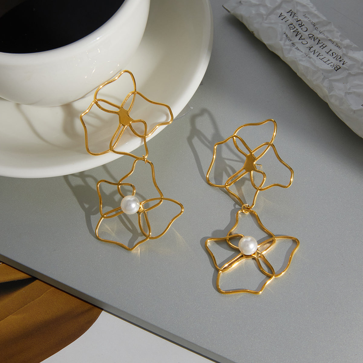 J&D  Plated with Glass Pearl Accents Elegant