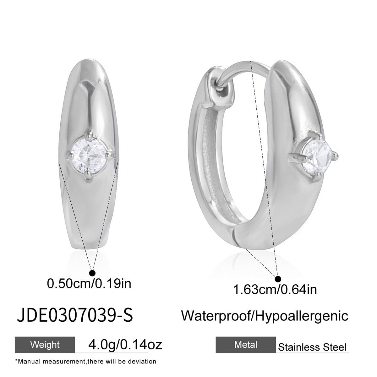 J&D  Silver Tone Classic Statement Round