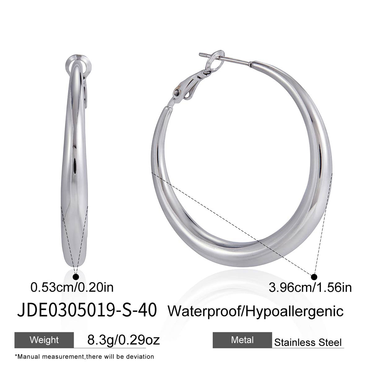 J&D  Silver Tone Classic Statement Smooth