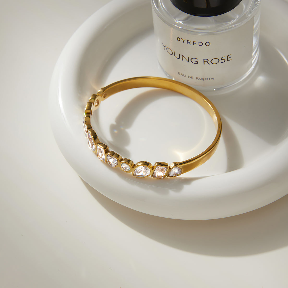 J&D   Statement Multi Shape White CZ Bangle