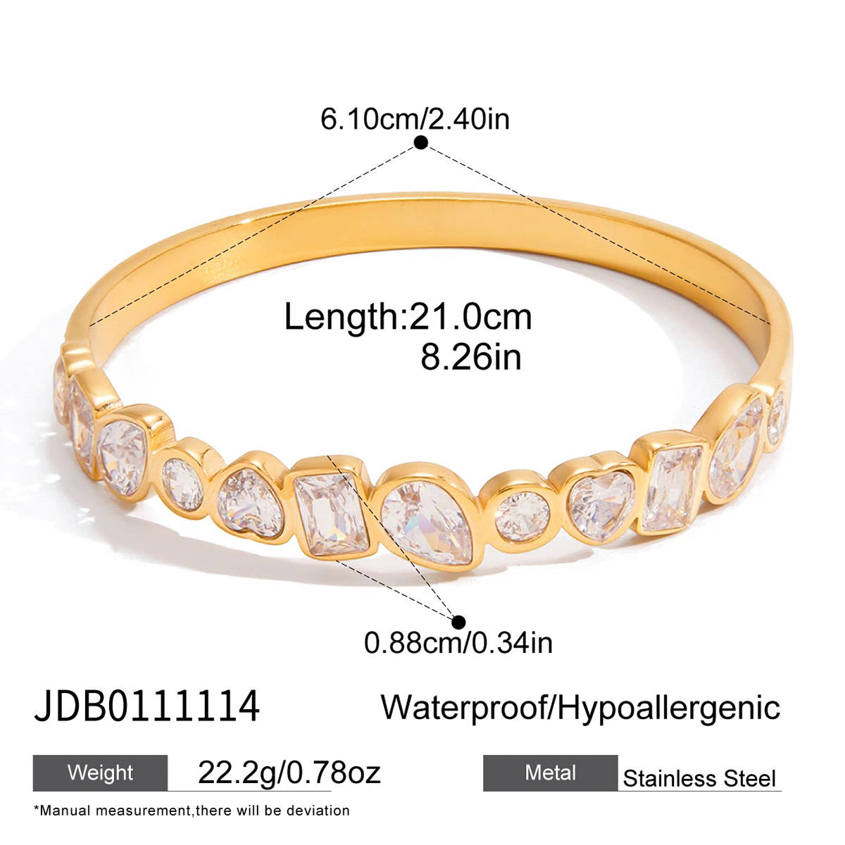 J&D   Statement Multi Shape White CZ Bangle