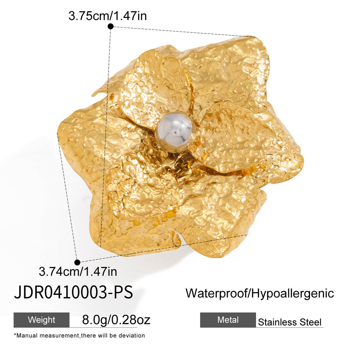 J&D  Beads High Polished Hammered Floral