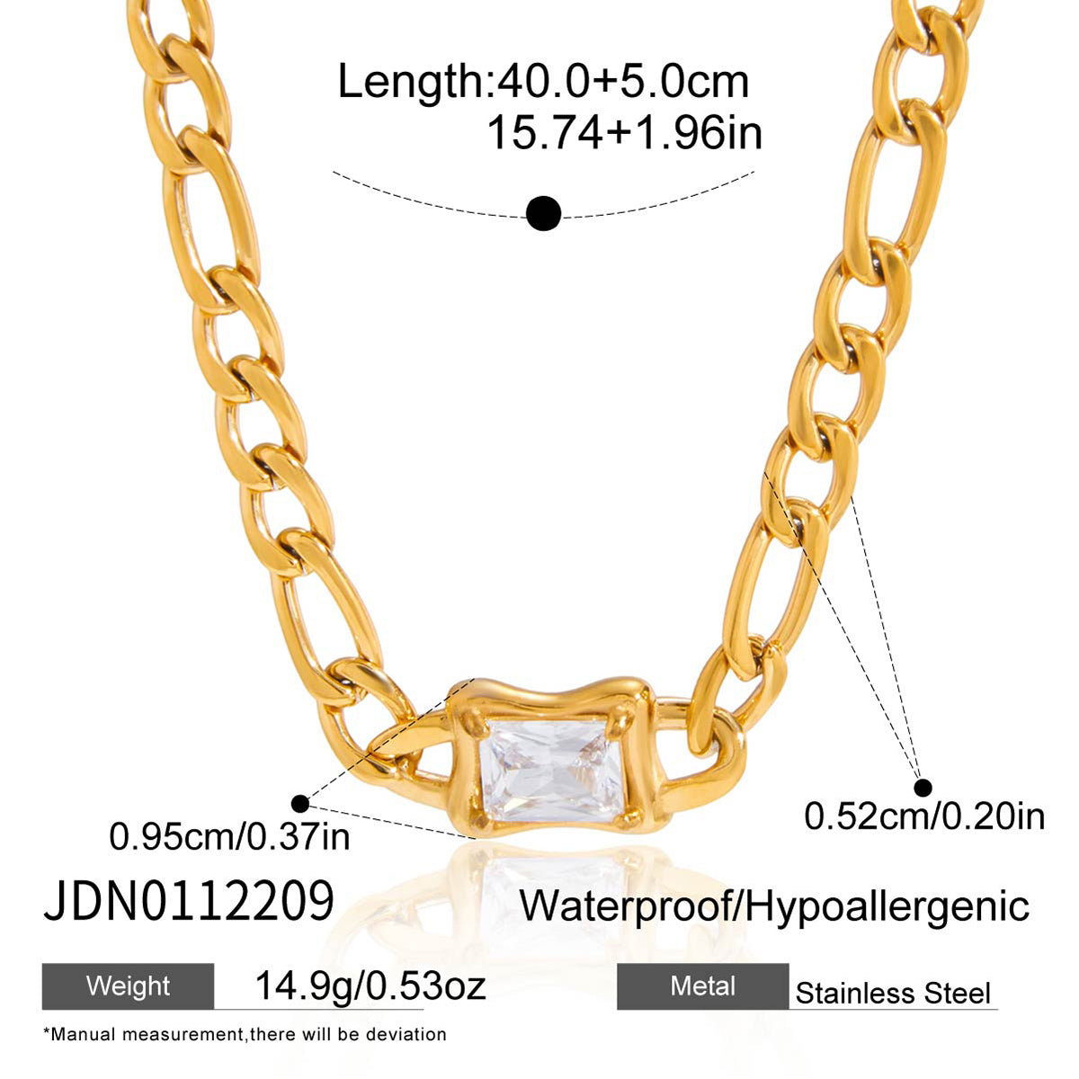 J&D  Plated Necklace Bracelet with Square CZ Accents