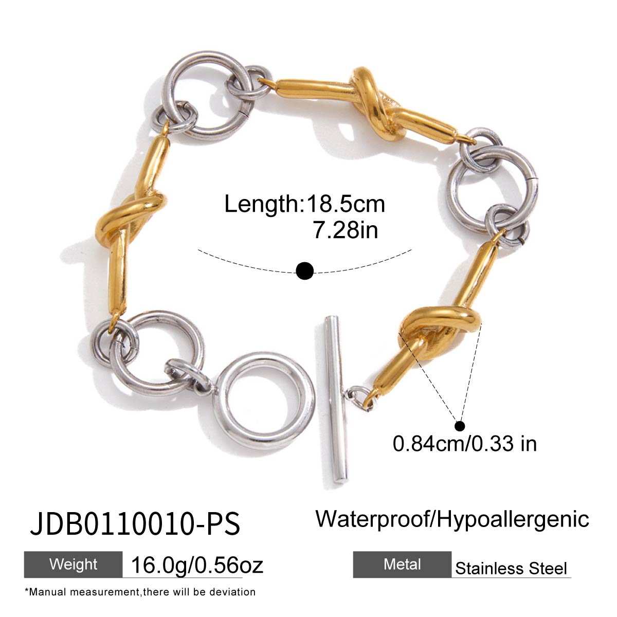 J&D   Statement Heart Knot OT Buckle Bracelet