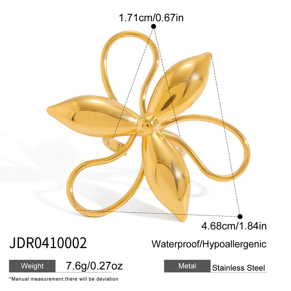 J&D  Beads High Polished Hammered Floral