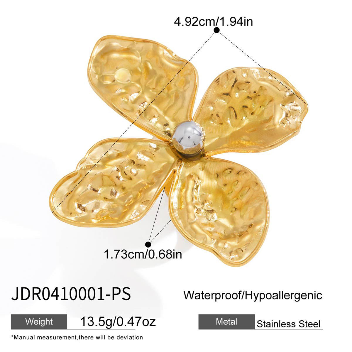 J&D  Beads High Polished Hammered Floral