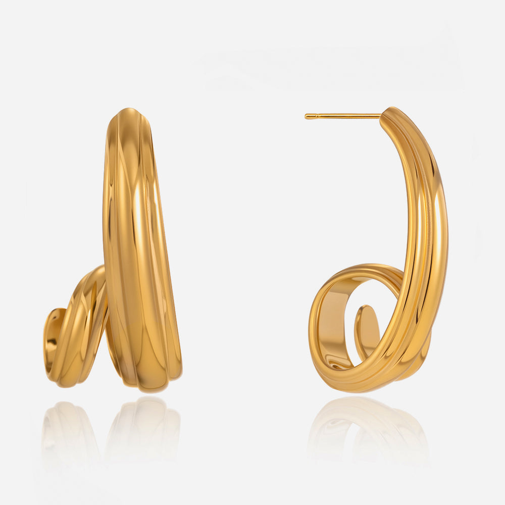 J&D  Classic 3 Layers Curving Earrings