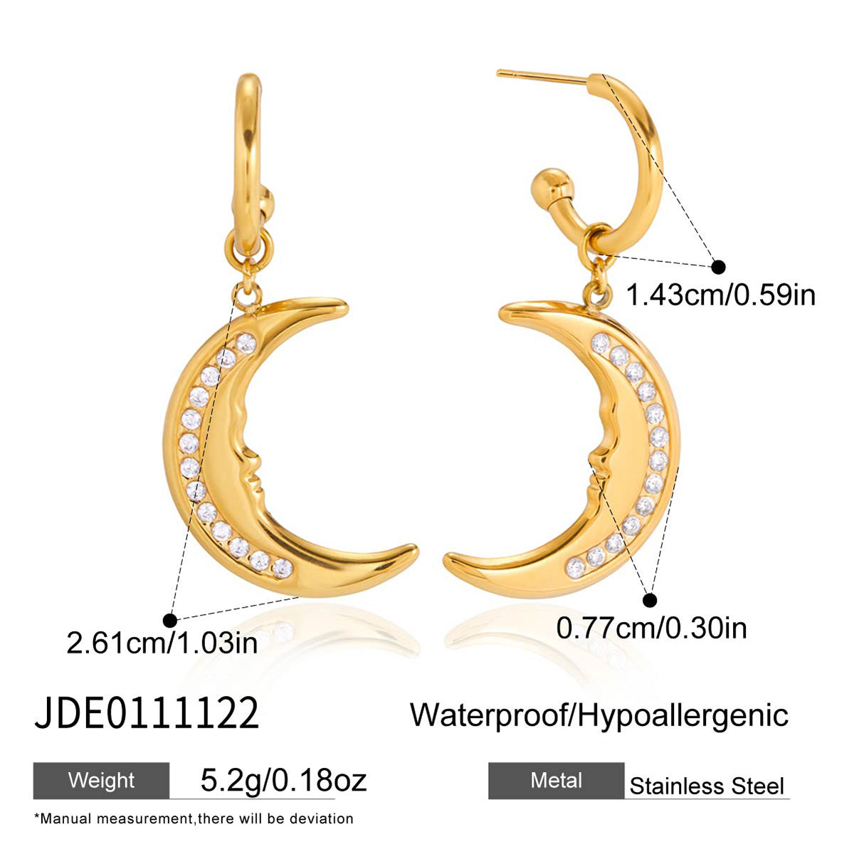 J&D  Graceful Rhinestone Moon
