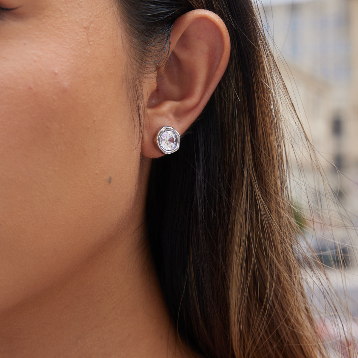Bezel-set Hammered Irregular