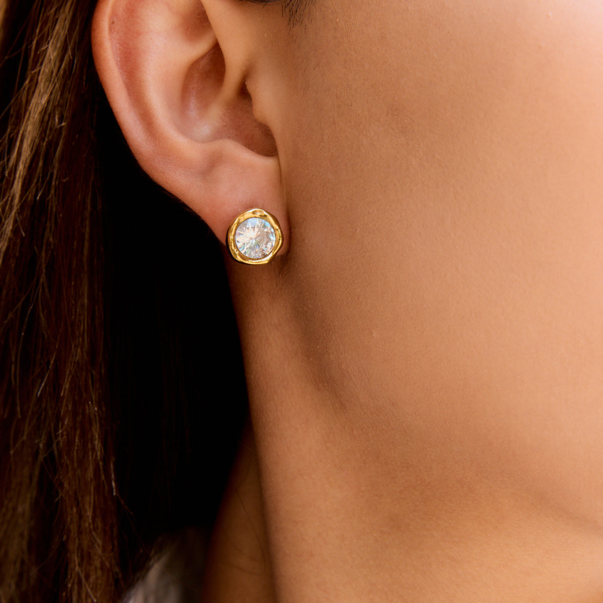 Bezel-set Hammered Irregular