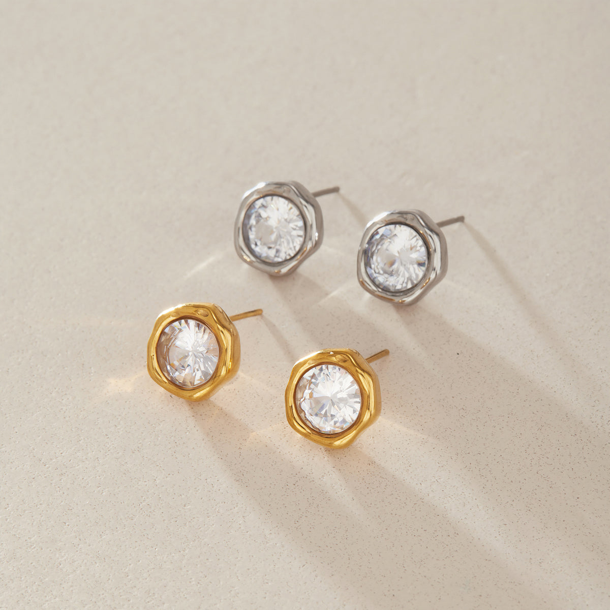 Bezel-set Hammered Irregular