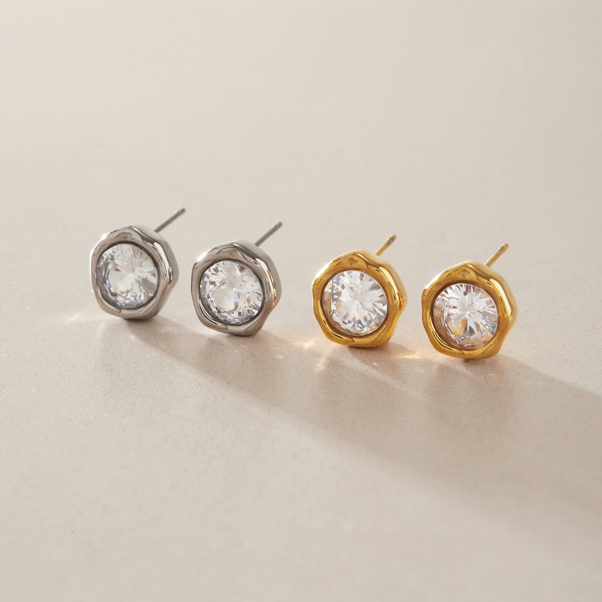 Bezel-set Hammered Irregular