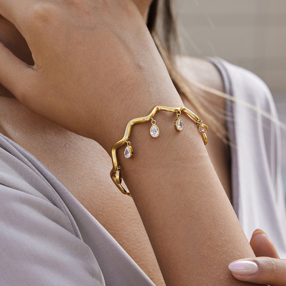Elegant Zircon Open Bangle