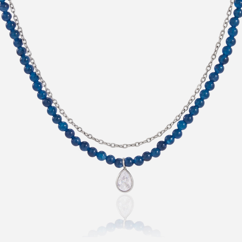 Layered White Jade Beaded Necklace