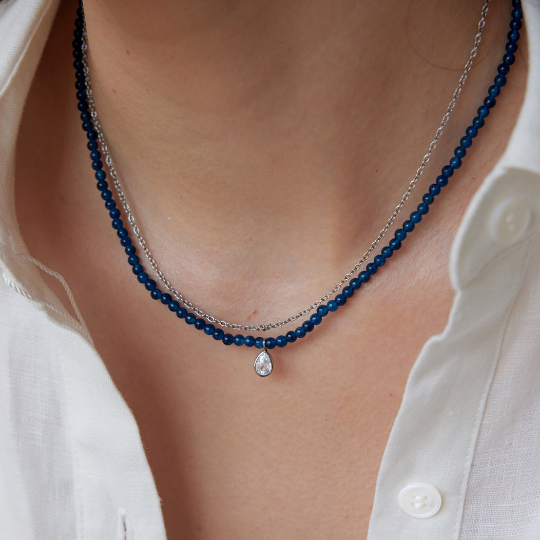 Layered White Jade Beaded Necklace