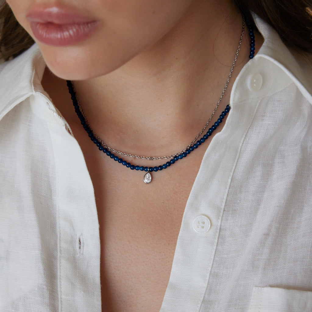 Layered White Jade Beaded Necklace