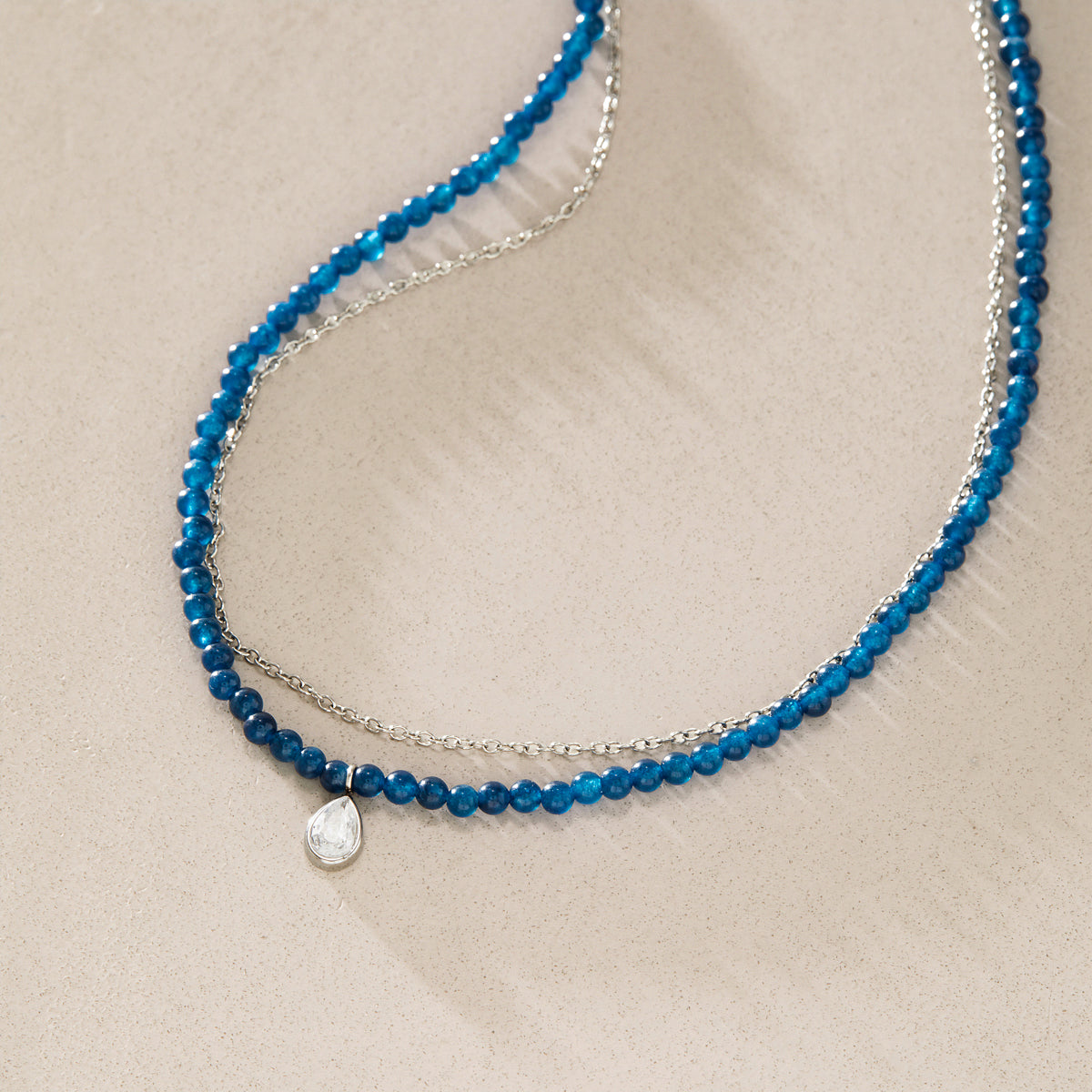 Layered White Jade Beaded Necklace