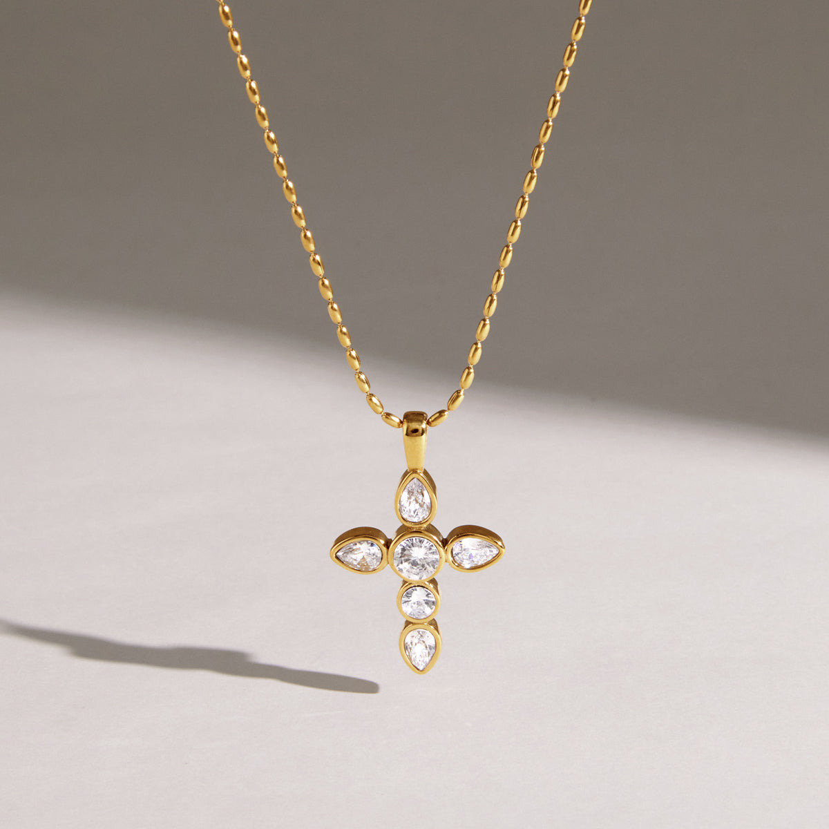 Classical Zircon Cross Necklace Earring
