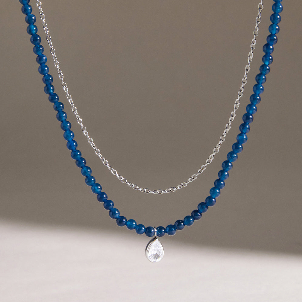 Layered White Jade Beaded Necklace