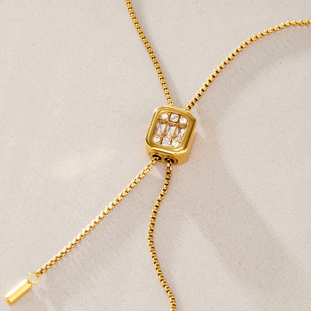 Delicate Rhinestone Slide Necklace