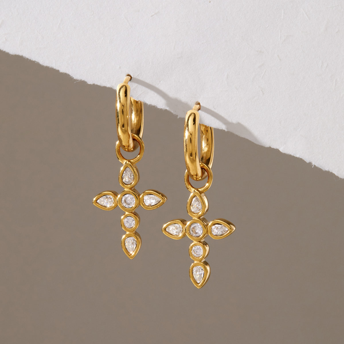 Classical Zircon Cross Necklace Earring