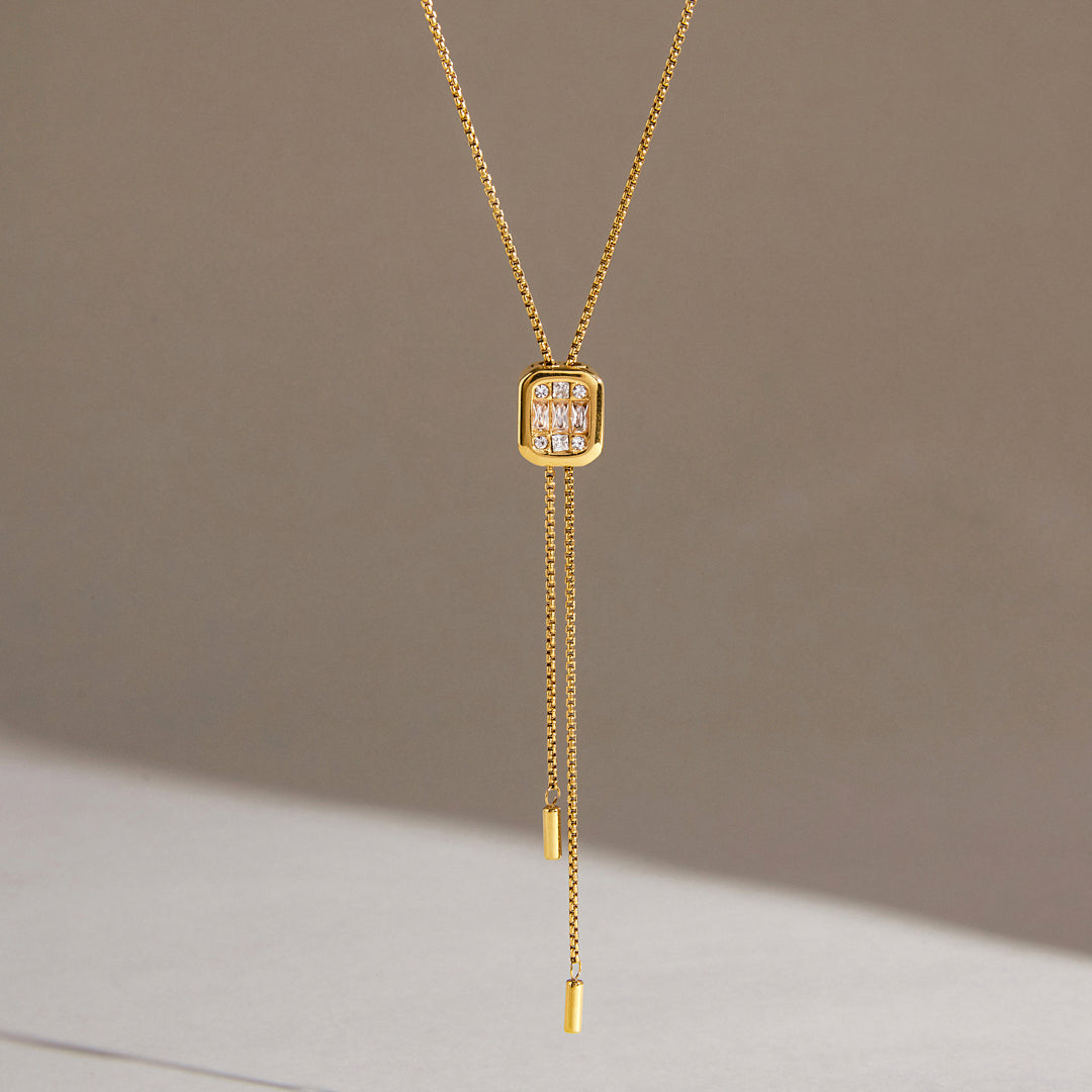 Delicate Rhinestone Slide Necklace