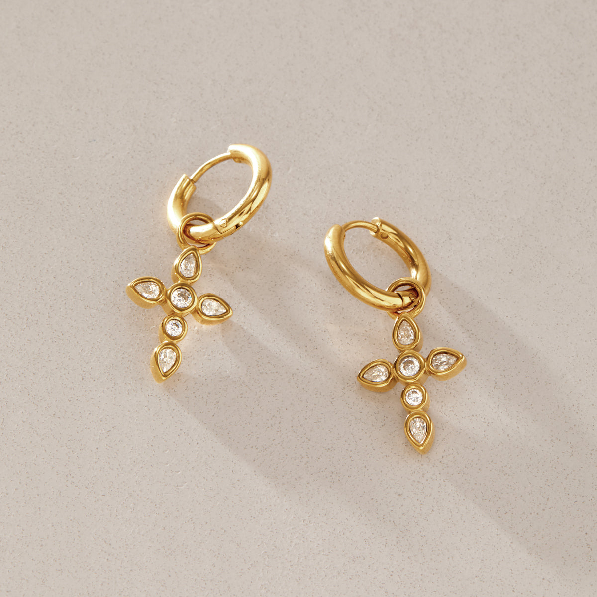 Classical Zircon Cross Necklace Earring
